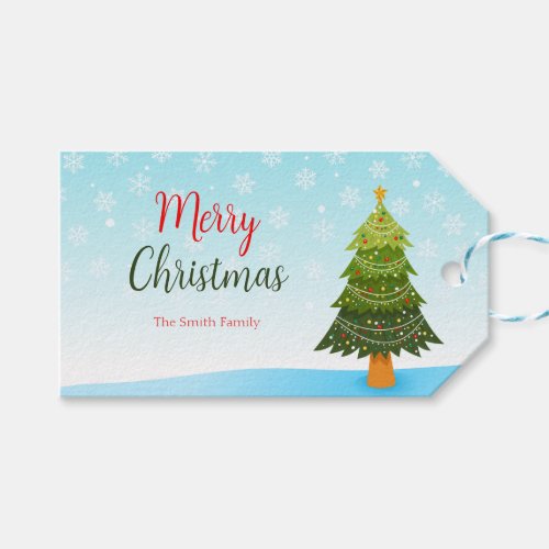 Bright Winter Merry Christmas Tree Gift Tags