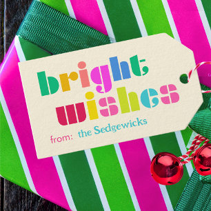bright wishes bold Colorful Personalized Rainbow Gift Tags