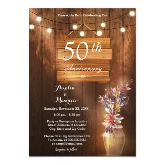 Bright wooden 50th Wedding Anniversary Invitation