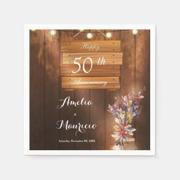 Bright Wooden 50th Wedding Anniversary Napkins by Pick_Up_Me at Zazzle