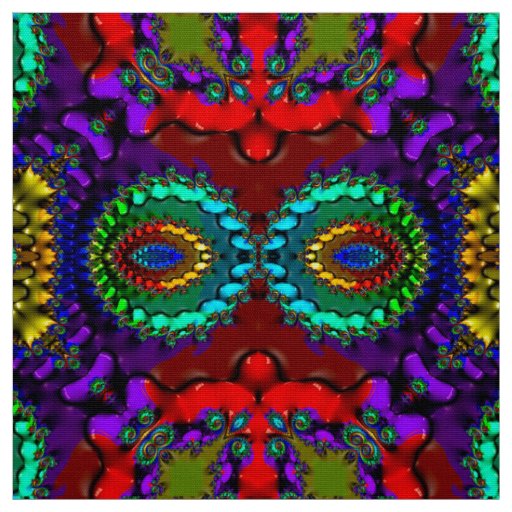 BRIGHT! WOW! Purple Red Green Turquoise ~  Fabric
