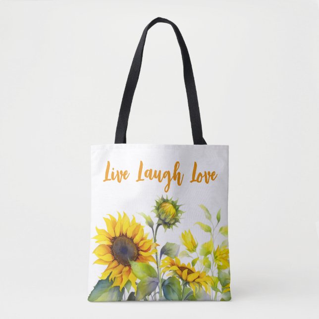 Bright wWatercolor Sunflowers Tote Bag (Front)