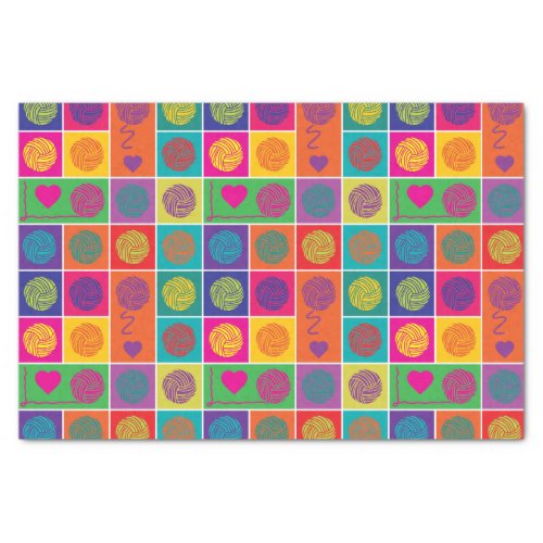 Bright Yarn Yarn Yarn Block Patterned Tissue Paper
