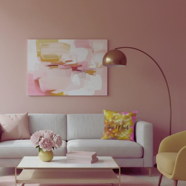  Bright yellow abstract modern brush strokes  Throw Pillow (Creator Uploaded)