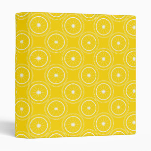Bright yellow abstract pattern lemon retro 3 Ring Binder