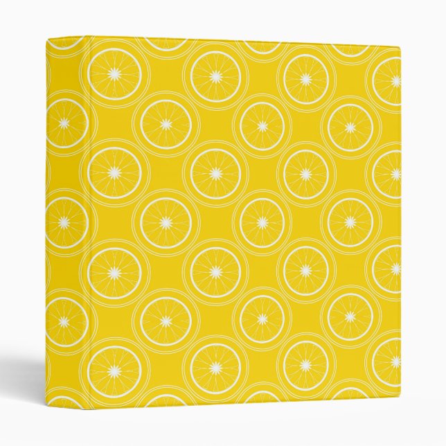  Bright yellow abstract pattern lemon retro 3 Ring Binder (Front/Spine)