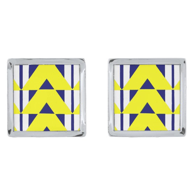 bright yellow abstraction cufflinks (Front)
