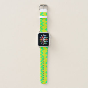 Bright yellow and green zigzag apple watch band