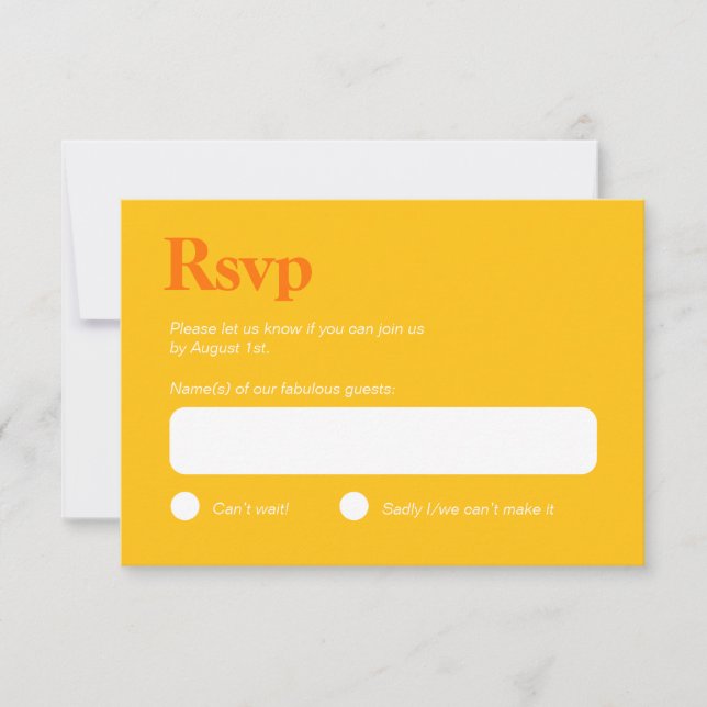 Bright Yellow and Orange Minimalist RSVP Card (Front)