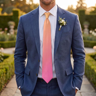 Bright Yellow and Pink Gradient Ombre Neck Tie
