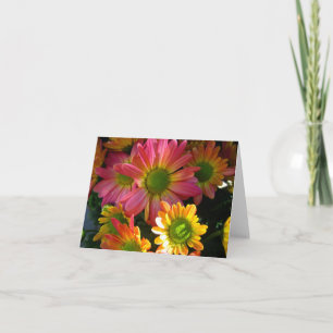 Bright Yellow and Pink Mums Note Card