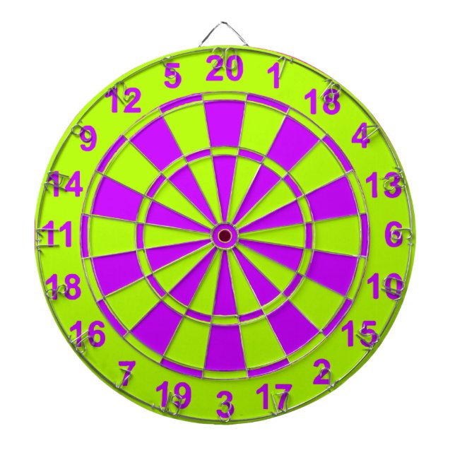 Bright Yellow and Purple Dartboard (Front)