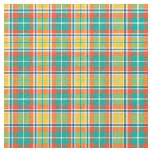 Bright Yellow and Seafoam Green Fashion Plaid Fabric
