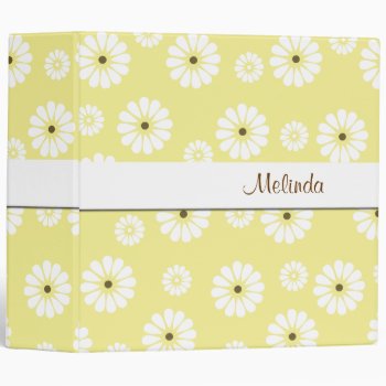 Bright Yellow And White Daisy Binder by Hannahscloset at Zazzle