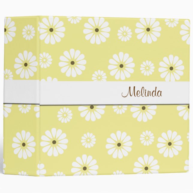 Bright Yellow and White Daisy Binder (Front/Spine)