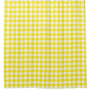 Bright Yellow and White Houndstooth Pattern Shower Curtain