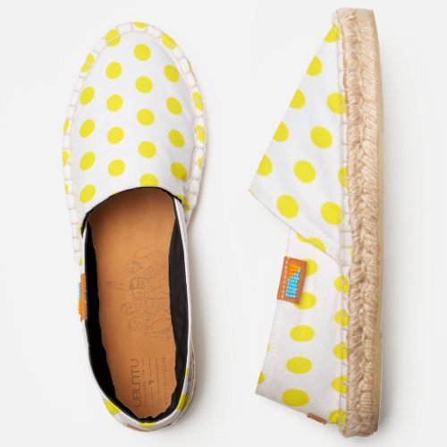 Bright Yellow and White Polka Dots Espadrilles