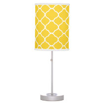 Bright Yellow and White Quatrefoil Pattern Table Lamp Bright Yellow and White Quatrefoil Pattern Table Lamp