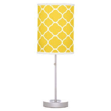 Bright Yellow and White Quatrefoil Pattern Table Lamp