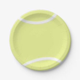Bright Yellow and White Tennis Ball Paper Plates