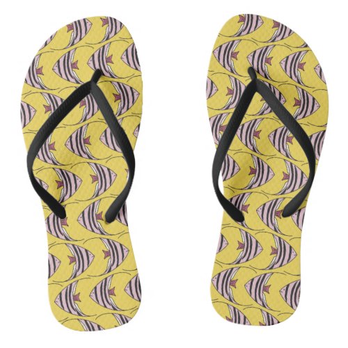 Bright Yellow Angel Fish Flip Flops