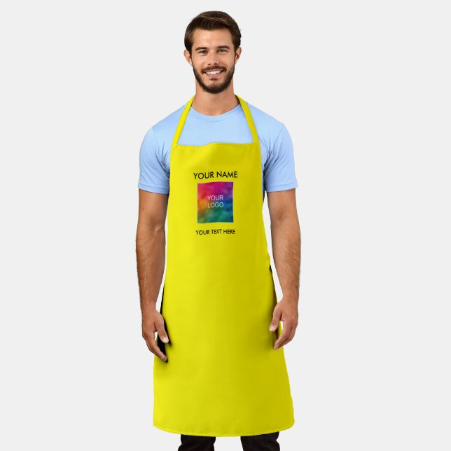 Bright Yellow Apron Upload Your Company Logo Here (Worn)