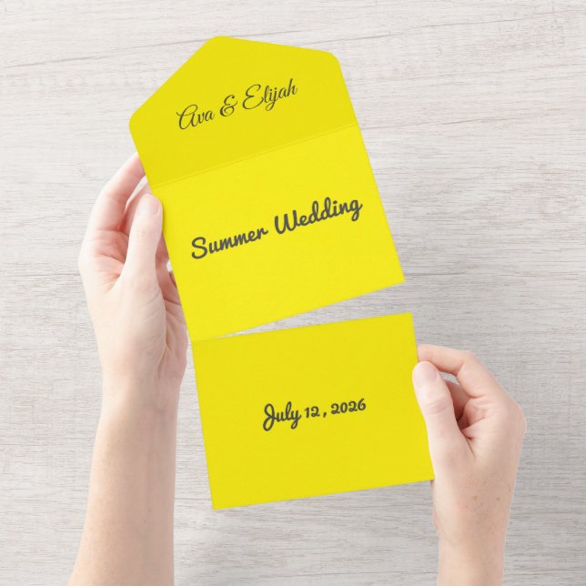 Bright Yellow Background – Minimal Wedding Art All In One Invitation (Tearaway)