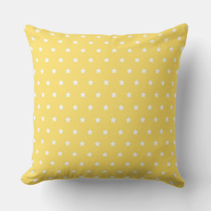 Bright Yellow Background with White Star Pattern Throw Pillow
