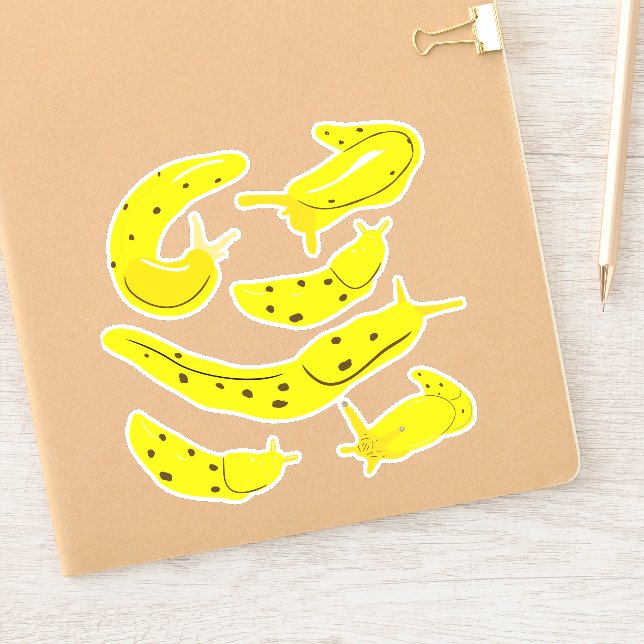 Bright Yellow Banana Slugs Sticker Set (Notebook)
