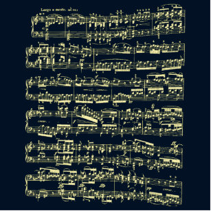 Bright yellow Beethoven sheet music on blue Statuette