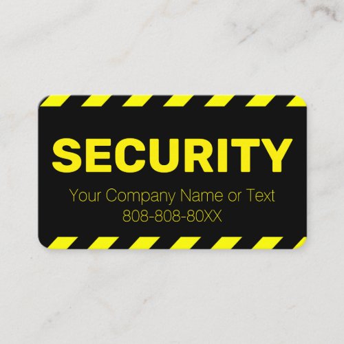 Bright Yellow  Black Caution Security Guard Business Card