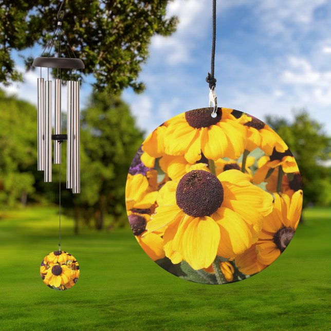 Bright yellow Black-Eyed Susan Wind Chime (Outdoor)