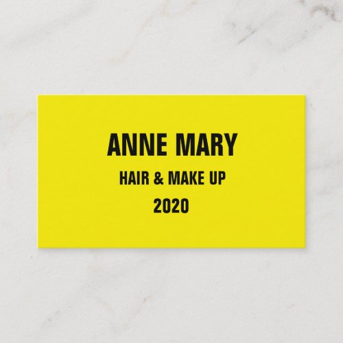 Bright Yellow Black Hair  Make Up Stylish Modern Business Card