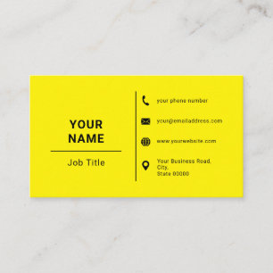 Bright Yellow Black Minimalist Custom Logo Text Business Card