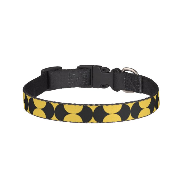 Bright Yellow Black Pattern Adjustable Pet Collar (Front)