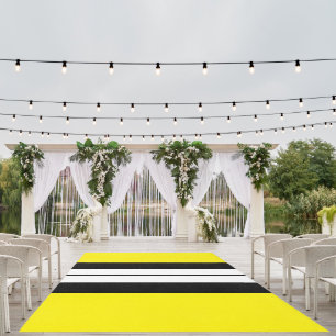 Bright Yellow Black White Vertical Racing Stripes Outdoor Rug