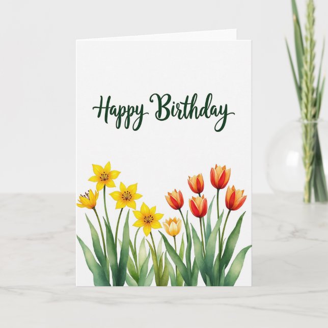Bright Yellow Bloom Birthday Card (Front)