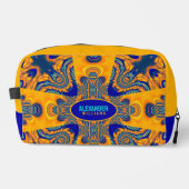 Bright Yellow Blue Modern Batik Fractal Dopp Kit (Front)