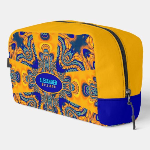 Bright Yellow Blue Modern Batik Fractal Dopp Kit