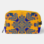Bright Yellow Blue Modern Batik Fractal Dopp Kit (Back)