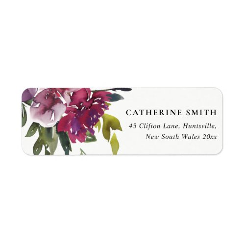 BRIGHT YELLOW BLUSH BURGUNDY FLORAL BUNCH ADDRESS LABEL