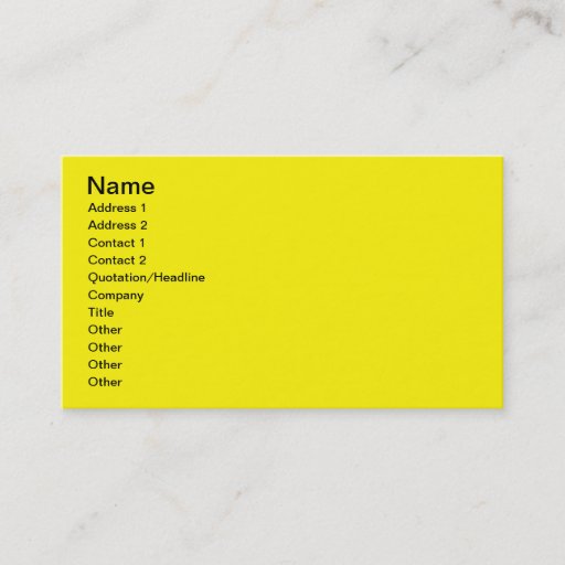 Customizable Bright Yellow Business Card Template