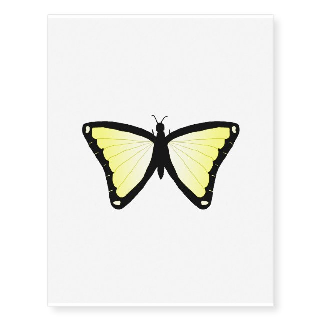 Bright yellow butterfly temporary tattoo (Front)