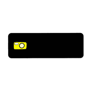 Bright Yellow Camera. On Black. Label