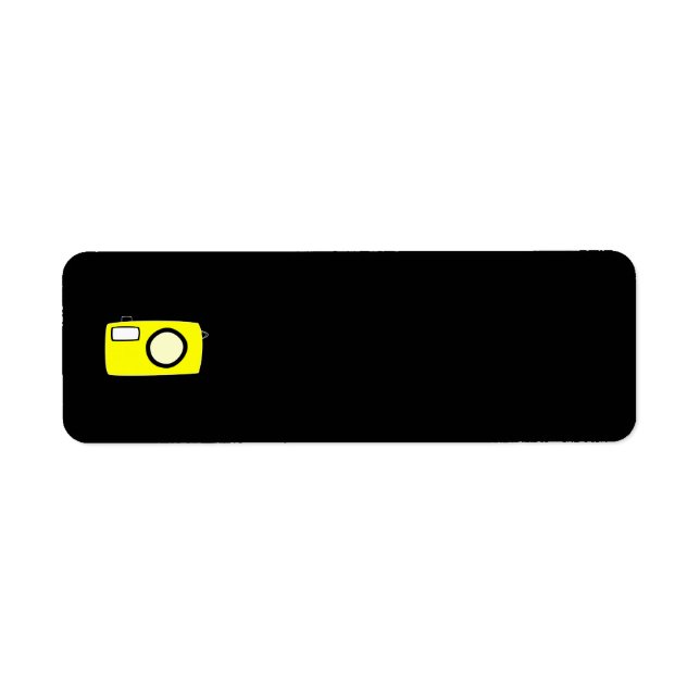 Bright Yellow Camera. On Black. Label (Front)