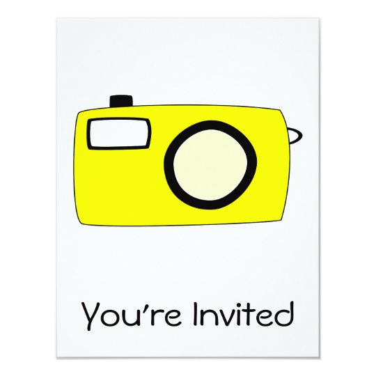 Bright Yellow Camera. On White. Card