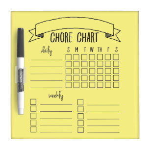 Bright yellow chore chart dry erase board