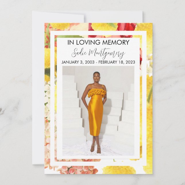 Bright Yellow Colorful funeral program (Front)