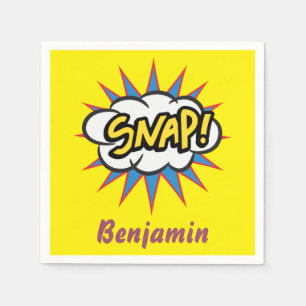 Bright Yellow Comic book fun snap Napkins