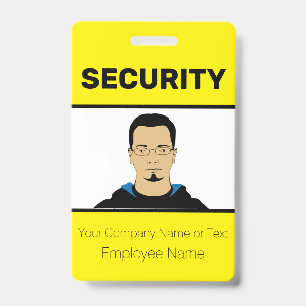 Bright Yellow Custom Photo Security Guard ID Badge